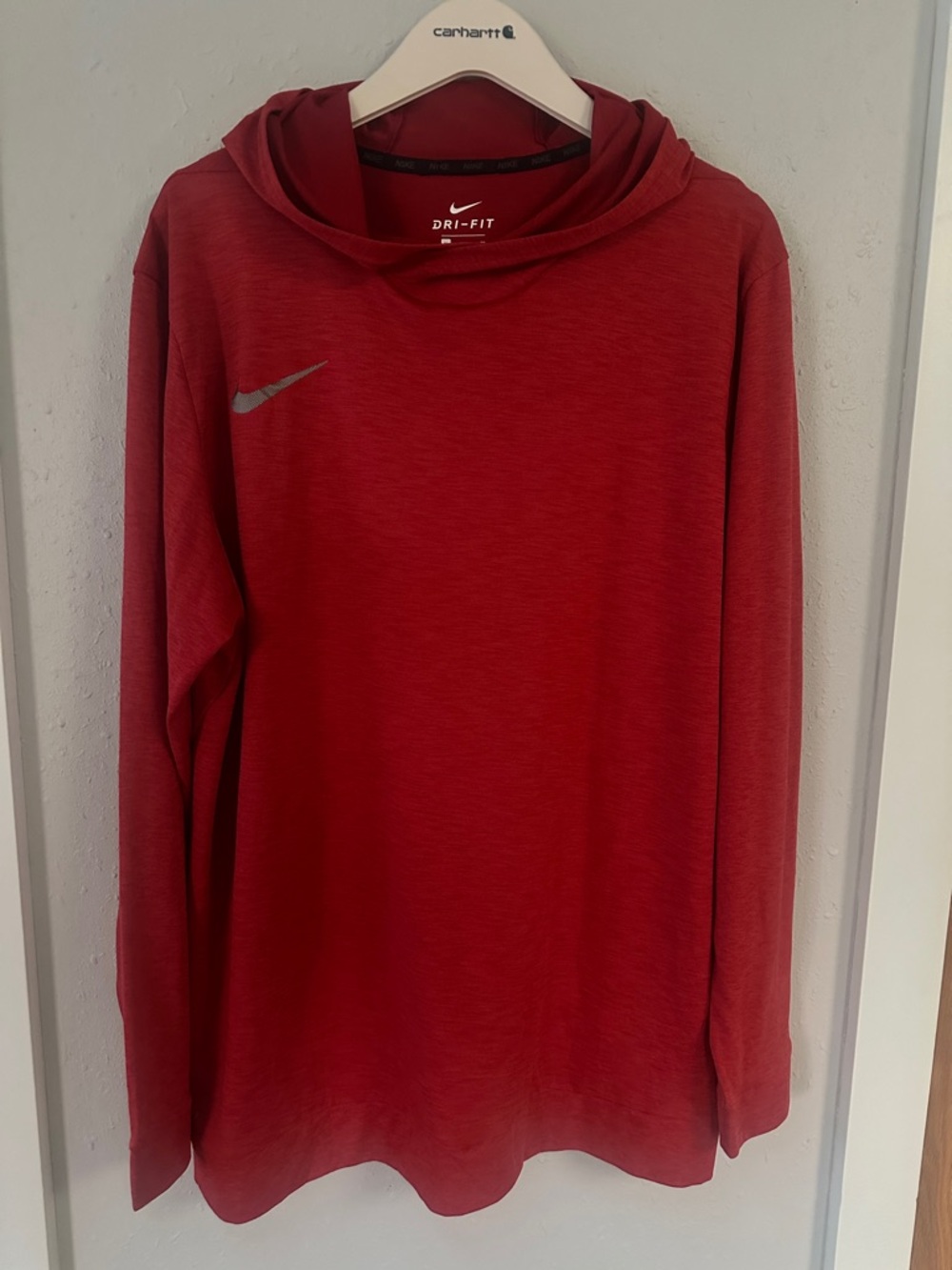 Nike Men's Red Dri-FIT Pullover Hooded Training Top